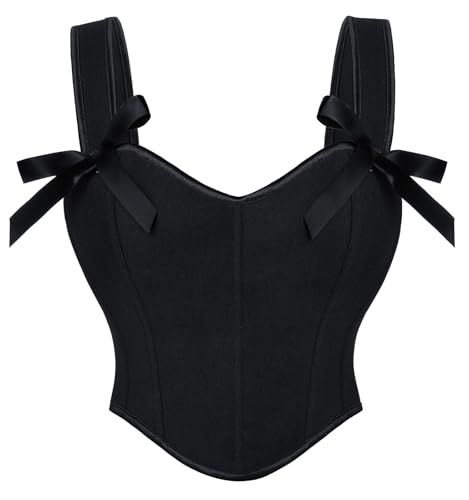 Scarlet Darkness Black Corset Tops for Wome Lace-up Back Bustier Shapewear Top Renaissance Corset Black Size 6