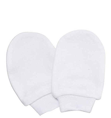BABYMAJAWELT® Kratzfäustlinge für Neugeborene - Kratzfäustel, Baby-Handschuhe (Weiss) Cover