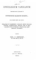 Spicilegium Vaticanum 1519670214 Book Cover