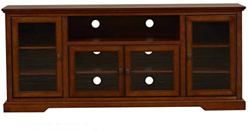 Image of Sheesham Solid Wood TV Cabinet for Living Room | Handcrafted Wooden TV Unit with Storage | Elegant Entertainment Stand for Modern Homes (Glass Tv Cabinet, Teak)