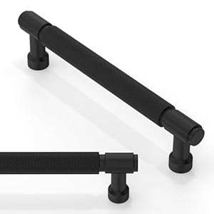 10 Pack Matte Black Knurled Cabinet Pulls 5 Inch(128mm) Kitchen Cabinet Handles Cabinet Hardware Drawer Pulls