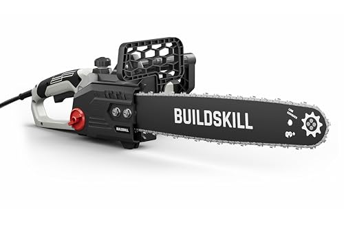 Image of BUILDSKILL Electric Chain Saw - 1800W Copper Motor | 16 inch Guide Bar | 4150 RPM No Load Speed |Quick Adjustment | High Strength Electric Saw for Wood Cutting