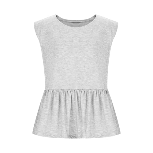 Girls Summer Tank Tops Fashion Ruffle Hem Cute Sleeveless Shirts Little Girls Casual Crewneck Shirts Camisole Comfy4