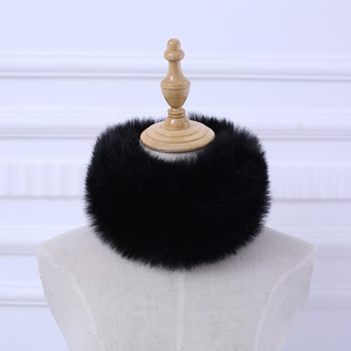 Queenbox 19.7in Faux Fur Winter Wrap Circle Loop Collar Scarves Neck Warmer for Winter Coat Dress, Red3
