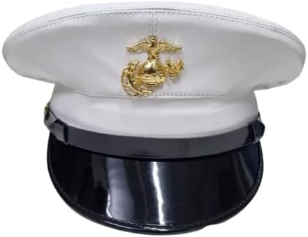 Marine Corps Dress Blue Enlisted Vinyl Service White Dress Cap Hat