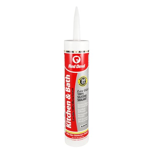 Image of Red Devil 083620 Kitchen & Bath Low Odor Silicone Sealant, 10.1 Oz, Almond, Pack of 12