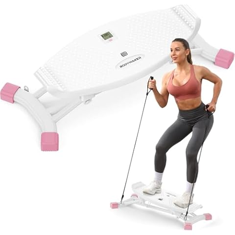 Balance Board for Full Body Workout, Wobble Board with LCD Monitor & Resistance Bands, 300 lbs Capacity Portable Rocker Board for Home Gym, Cardio, Core & Leg Training (White) Cover