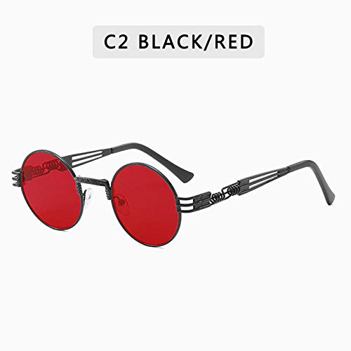 Preisvergleich Produktbild Sonnenbrille Retro Gothic Steampunk Style Runde Sonnenbrille Mode Männer Frauen Rundrahmen Metall Surround Rahmen Sonnenbrille-C2