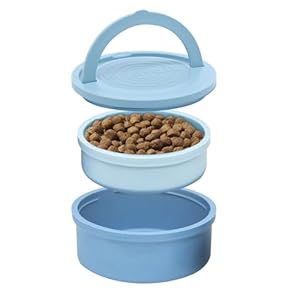 KindTail Dog Travel Bowls – Set of 2 Portable Pet Food & Water Dishes with Lid & Handle – Each Nesting Container Includes a Non-Slip Silicone Base – Microwave & Dishwasher Safe – BPA & Toxin-Free