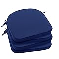 Outdoor Chair Cushions Set of 4: Waterproof & Fade Resistant Patio Furniture Cushions - 17 x 16 x 2 Inch Non Slip Round Corner Seat Cushion Pads with Removable Cover for Garden Yard Lawn, Navy Blue