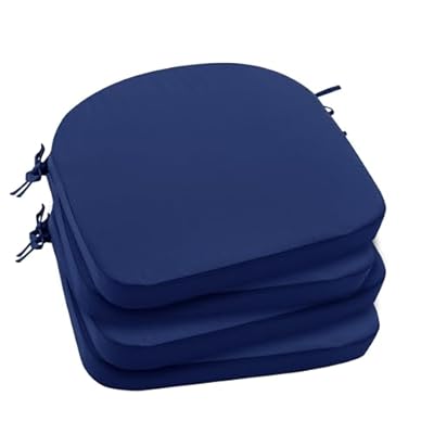 Outdoor Chair Cushions Set of 4: Waterproof & Fade Resistant Patio Furniture Cushions - 17 x 16 x 2 Inch Non Slip Round Corner Seat Cushion Pads with Removable Cover for Garden Yard Lawn, Navy Blue