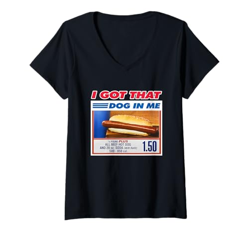 Womens Retro Vintage I Got That Dog in Me Funny Hotdog Men Women V-Neck T-Shirt