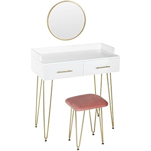 EUGAD Juego Mesa de Tocador con Taburete Acolchado Cover