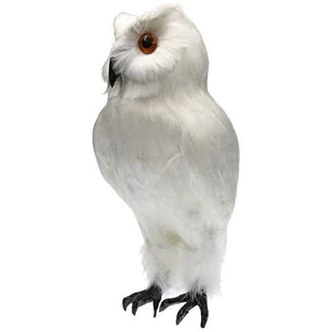 KODORIA Artificial Feathered Owl Realistic Bird Decoration Taxidermy Garden Decor - White 1 Cover
