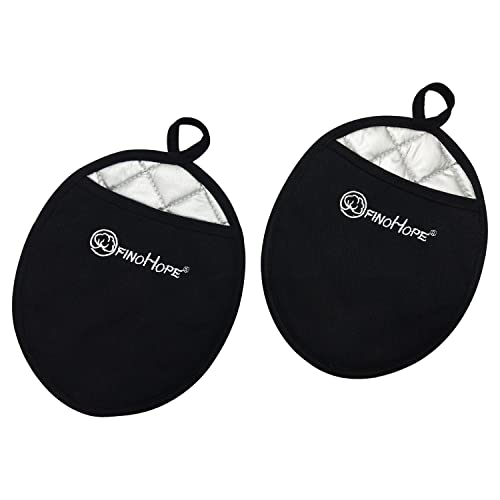 Finohope Heat Resistant Pot Holder Neoprene Grip Large Oven Hot Pads , Black , 2 Pack #TOP8