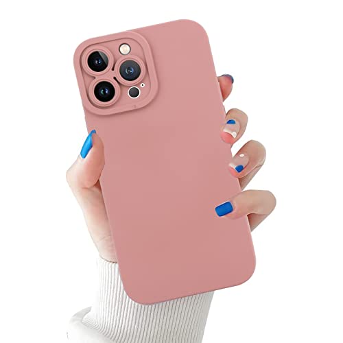 KANGHAR Compatible with iPhone 13 Pro Max Case, Liquid Silicone Case, Full Body Screen Camera Protective Cover, Shockproof, Slim Phone Case, Anti-Scratch Soft Microfiber Lining, 6.7 inch Pink
