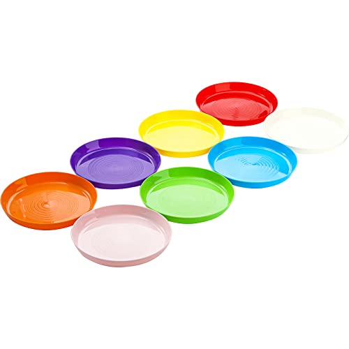 Frcctre 24 Stück Kunststoffteller, 17.8 cm bunte Kunststoff-Speiseteller, Salatteller, BPA-frei, wiederverwendbar, kleine Snack-Teller, Geschirr-Set für Grillen, Reisen, spülmaschinenfest, 8 Farben
