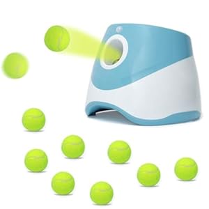 jovani Ball Launcher for Dogs, Indoor/Outdoor Small Dog Ball Launcher with Free 9 PCS Balls, Work 4~5 Hours on Full Charge Three-Speed Control Interactive Dog Fetch Machine Toy for Small Dogs