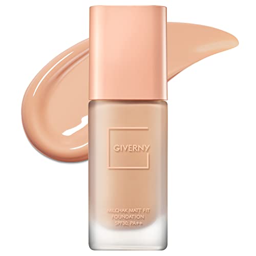 Giverny Milchak Matt Fit Foundation #23 Medium Beige - Matte Finish Liquid Foundation For Sebum And Sweat Control - Lightweight & Waterproof Foundation Makeup – Flawless Coverage For Oily Skin, 1.01 Fl.oz. #TOP15