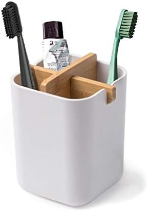 Dotodo Bamboo Toothbrush Holder | Multifunctional Electric Toothbrush Holder | Naturally Tough Eco Friendly Toothpaste Caddy Toothbrush Organizer Stand for Bathroom Vanity Countertops etc