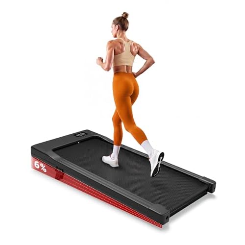 Superun Walking Pad mit Steigung 6% – Laufband für Zuhause max 6km/h & 12km/h mit App und Fernbedienung – Laufband Schreibtisch max 136 kg mit Multi-Runner-Rennen und Training Courses