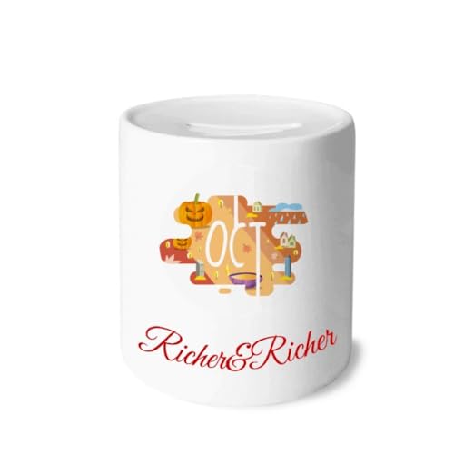 October Month Season Illustration Rich and Rich Bank Saving Box Coin