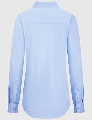 Tapata Womens Button Down Shirts Classic Fit Long Sleeve Blouses Stretch Tops For Work Business Casual Dressy Light Blue Medium #TOP2