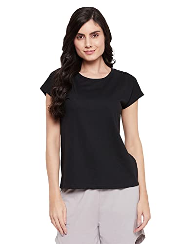 Image of Clovia Women's Cotton Chic Basic Short Sleeves Regular Fit Top