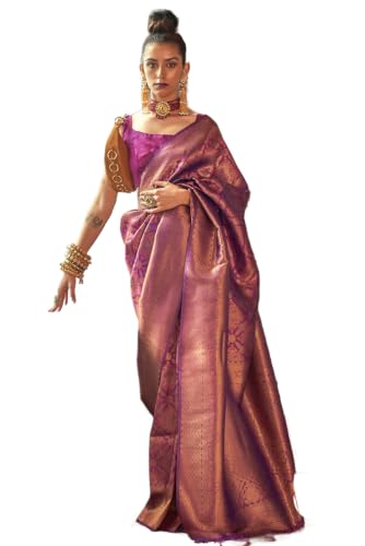Image of SWORNOF Women's kanjivaram banarasi silk saree for Patola festival Wedding silk with rich pallu Design sarees for women with blouse piece