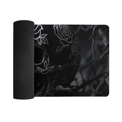 Desk Pad Protector 24x12 Inch Extended Black Floral Skull miniatura 3