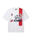 Lotto Match Report Tee France Men's Shirt, Short Sleeve Crew Neck Graphic Training Top for Sport and Casual Wear White - Medium