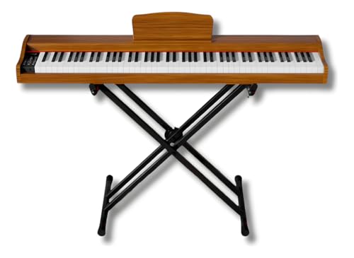 Piano Digital Bivolt C/Pedal Elétrico Marrom Suporte Waver