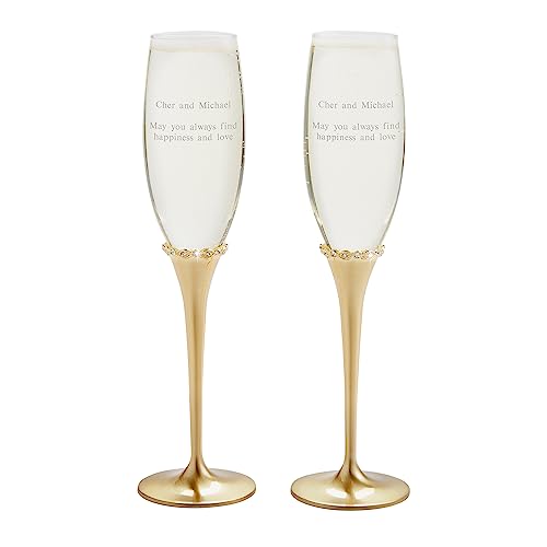 THINGS REMEMBERED Engraved Engamement Princess Gold Flute Set (Free Customization)