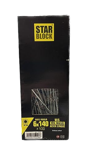 Vis bois/agglo Starblock Torx 6x140 100pcs