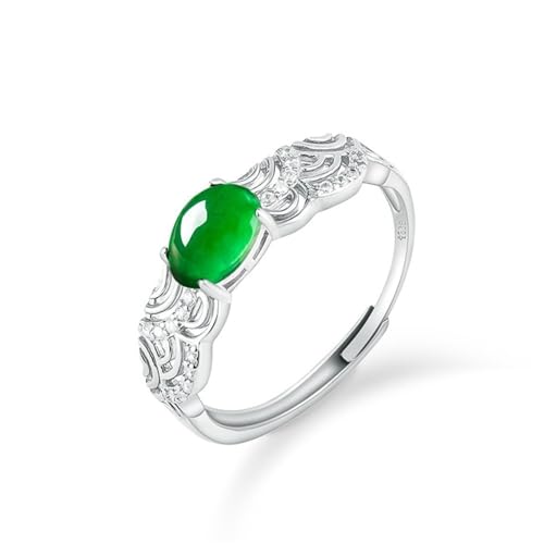 Bague de mariage d'éternité pour femme unissant jade vert et argent S925