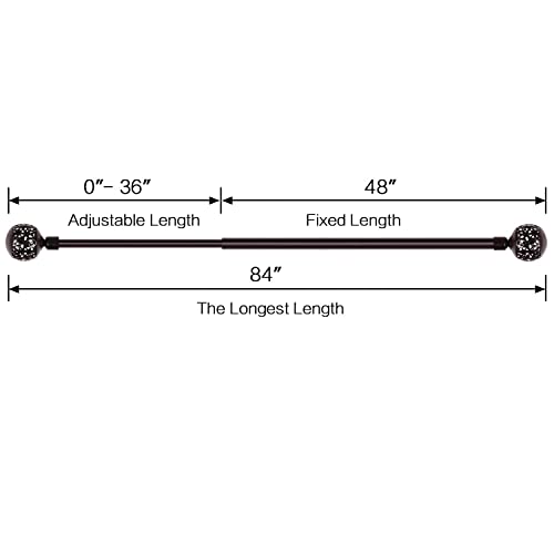Decorative Curtain Rods For Windows Adjusts Rod Length 48 To 84 Inch Window Treatment Single Rod Set With Classic Finial 3/4 Inch Diameter, Bronze, 2 Pack #TOP4