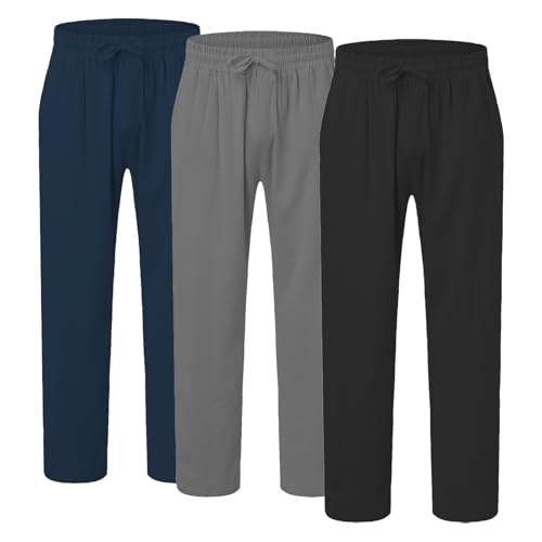 3 Pack Mens Athletic Sweatpants with Pockets and Drawstring Loose Workout Gym Joggers Pant for Men Running Jogging4
