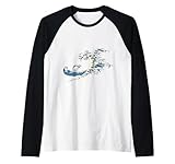 Océano Onda Dragón Onda Asiática Tsunami Tormenta Arte Camiseta Manga Raglan