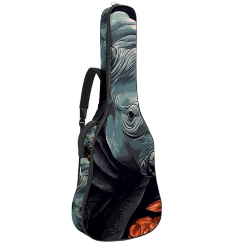 Housse de guitare acoustique élégante motif floral Art Flowers Rhino avec 2 poches de rangement