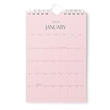 Karto Small Wall Calendar 2026 - Vertical 6x9 inch January 2026 to June 2027 - Small, Versatile, and Easy Planning with the Aesthetic Desk Monthly Calendar - All Pink