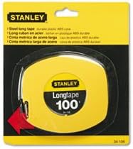 Long Tape Measure, 1/8"" Graduations, 100ft, Yellow, Sold as 1 Each