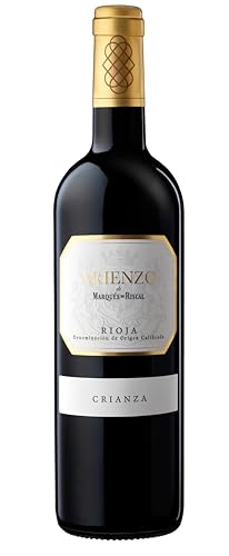 Arienzo de Marqués de Riscal - Vino tinto Crianza Denominación de Origen Calificada Rioja, Variedad Tempranillo, 18 meses en barrica - Botella individual x 750 ml
