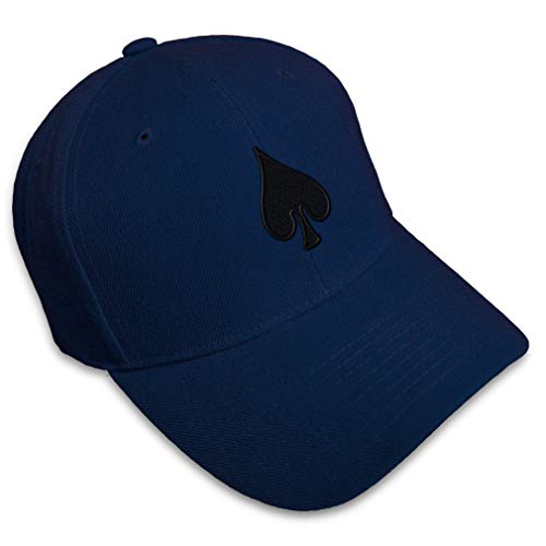 Baseball Cap Spade Embroidery Sports Poker Acrylic Hats for Men & Women Strap Closure Navy Design Only