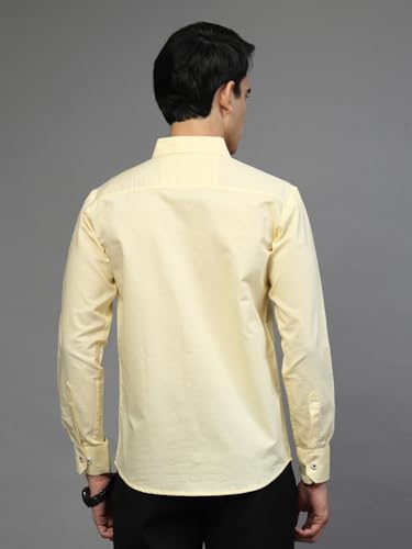 Image of Majestic Man Solid Cotton Casual Shirt - Slim Fit, Full Sleeves, Premium Button Closure