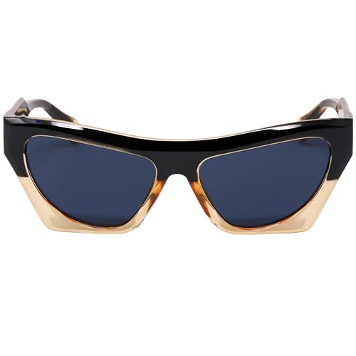 Trendy Women`s Cat eye Sunglasses Two Tone Oversized Versatile Glasses Luxury Women Sun Glasses UV4002