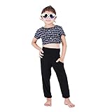Lofbaz Yogahose für Kinder Jogginghose hoher Taille Workout Jogger Freizeitkleidung Pyjama Leggings Boho Junge Mädchen Kleider Schwarz 5-6 Jahre