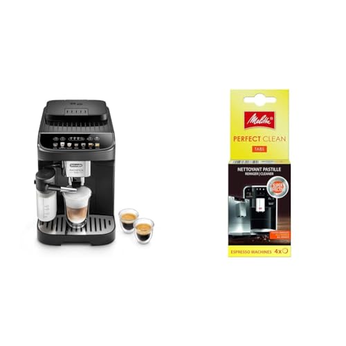 De'Longhi Magnifica Evo ECAM 292.81.B Kaffeevollautomat mit LatteCrema Milchsystem & Melitta 178599 Perfect Clean Reinigungstabs für Kaffeevollautomaten und Espressomaschinen | 4 Tabs