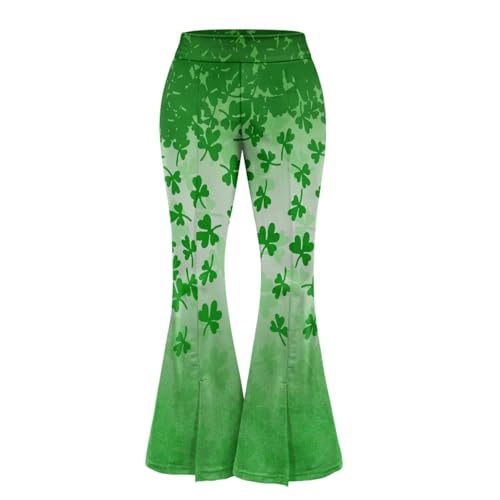 Suobstales Calça feminina de ioga bootcut cintura alta bootleg calça de ioga com bainha dividida per