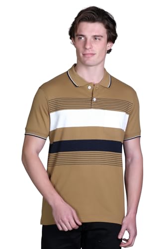Image of SANE ORIGINALS T-Shirt for Men with Pocket || Textured Striped Polo for Men