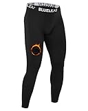 Blueleaf Mens Thermal Compression Pants Fleece Lined Athletic Running Tights Leggings Cold Weather Sports Base Layer Bottoms Winter Gear Black M